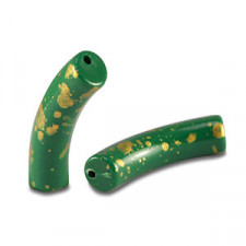 Acrylic Tube bead 33x8mm shiny Dark green-gold